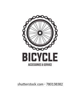 Wheel and cycle chain icon. The emblem on the theme of cycling club. bicycle vintage logo