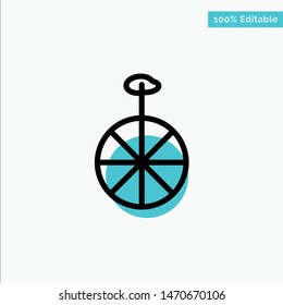 Wheel, Cycle, Circus turquoise highlight circle point Vector icon. Vector Icon Template background