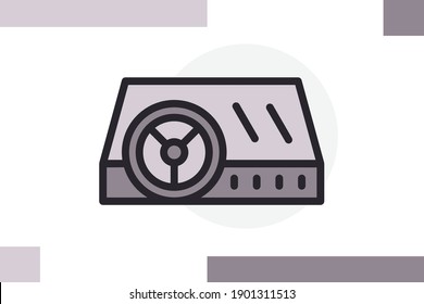 Wheel dashboard icon line filled color concept related vehicle and transportation elements.
