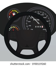 Wheel and dashboard. vector illustration