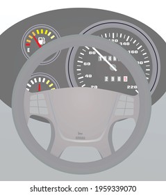 Wheel and dashboard. vector illustration