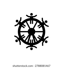Wheel of death large rotating wheel with performers, danger act icon