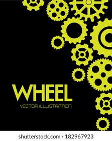 Wheel design over black background, vector illustration.