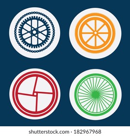 Wheel design over blue background, vector illustration.