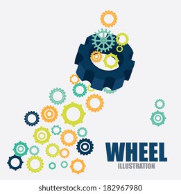 Wheel design over gray background, vector illustration.