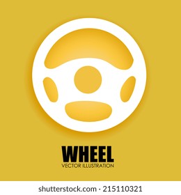 Wheel design over yellow background, vector illustration