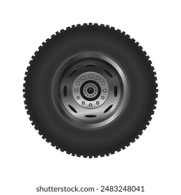 wheel detail side view isolated on white background, vector illustration eps can be customized. car wheels, trucks etc. free to apply and use.