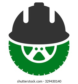 Wheel Development vector icon. Style is bicolor flat symbol, green and gray colors, rounded angles, white background.