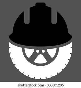 Wheel Development vector icon. Style is bicolor flat symbol, black and white colors, rounded angles, gray background.