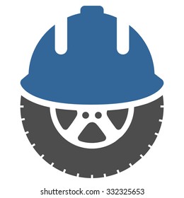 Wheel Development vector icon. Style is bicolor flat symbol, cobalt and gray colors, rounded angles, white background.