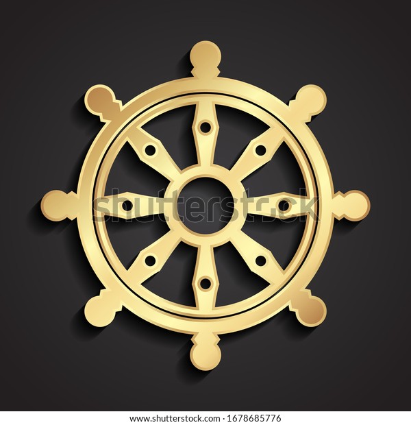 wheel of dharma 3d\
golden religion symbol