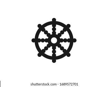 Rad des Dharma-Buddhismus Symbol. Vektorillustration, Flachdesign.