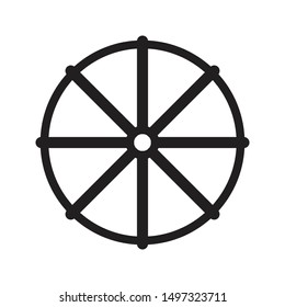 wheel of dharma icon black and isolated vector illustration