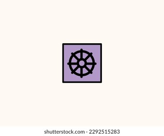 Wheel of Dharma vector icon.  Isolated Helm flat illustration - Vector