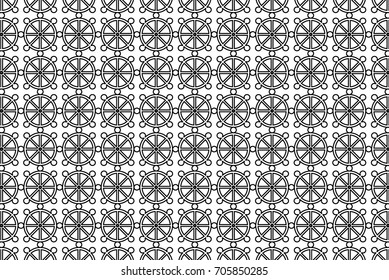 Wheel of Dharma - vector pattern, Dharmachakra - a symbol of Buddhism and Hinduism, 