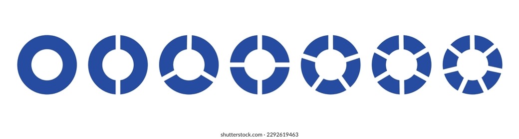 Diagramas de rueda. Corta de fracciones dividida para matemáticas. Círculo con pedazos. Conjunto de segmentos. Geometría simple. Ilustración aislada del vector