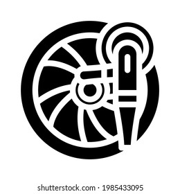 wheel disc car polishing glyph icon vector. wheel disc car polishing sign. isolated contour symbol black illustration