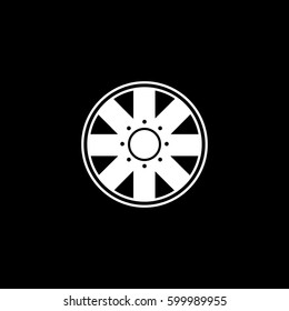Wheel Disc Flat Icon On Black Background