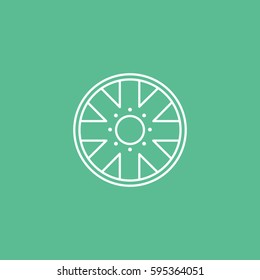 Wheel Disc Line Icon On Green Background