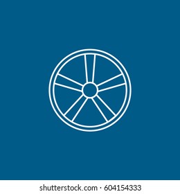 Wheel Disc Line Icon On Blue Background