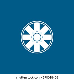 Wheel Disk Flat Icon On Blue Background