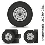 wheel with disk and tire vector illustration isolated object icons