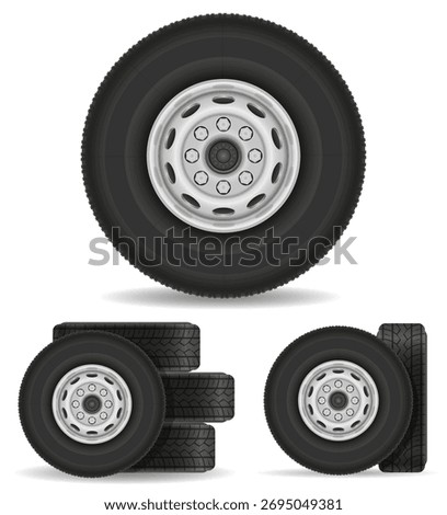 wheel with disk and tire vector illustration isolated object icons