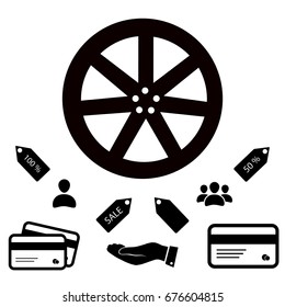 wheel disks icons, vector best flat icon, EPS
