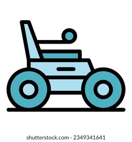 Wheel electric wheelchair icon outline vector. Scooter chair. Mobility power color flat