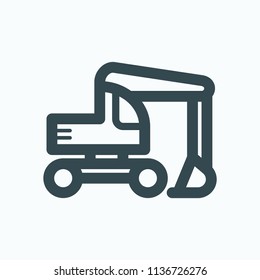 Wheel excavator icon, heavy excavator vector icon
