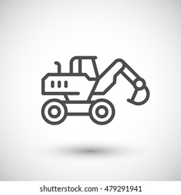 Wheel excavator line icon