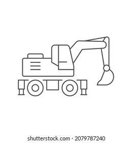 Wheel excavator line outline icon