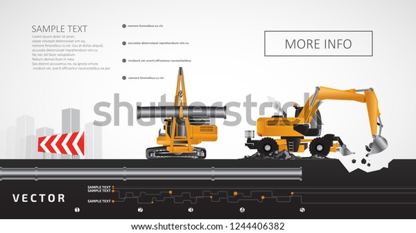 Wheel Excavator Pipelayer Construction Underground Communications Stock ...