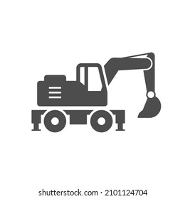 Wheel excavator or tractor glyph icon