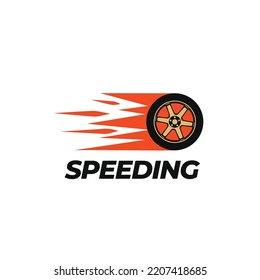 Wheel with explosion of speed, automotive fast racing logo icon sign symbol design vector illustration