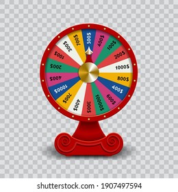 Wheel of Fate, 3D roulette vector illustration on transparent background.