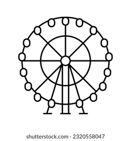 wheel ferris line icon vector. wheel ferris sign. isolated contour symbol black illustration