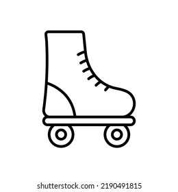 Wheel Fitness Roll Footwear Outline Pictogram. Rollerskate Black Line Icon. Summer Exercise Skating Flat Symbol. Sport Exercise Fun Recreation Activity. Isolated Vector Illustration.