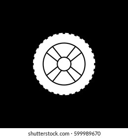 Wheel Flat Icon On Black Background