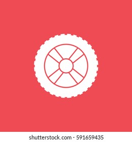 Wheel Flat Icon On Red Background