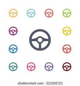 wheel flat icons set. Open round colorful buttons. Vector 