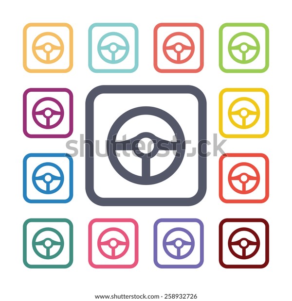 wheel flat icons set. Open round colorful buttons.\
Vector 