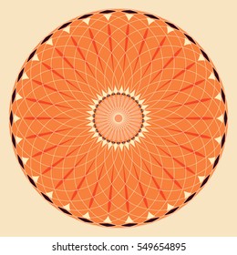 wheel flower rosette in cage in orange and brown shades