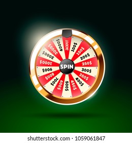 Wheel of fortune 3d object isolated on green background