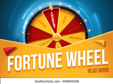 wheel of fortune 3d object isolated on blue background place for text