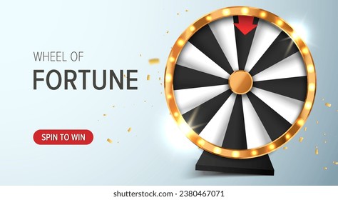 Wheel of fortune banner. Spinning casino wheel