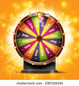 Wheel Of Fortune Banner Vector. Win Fortune Roulette 3d Victory Object. Winner Bright Background. Illustration
