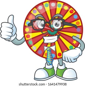 Wheel fortune cartoon successful Businessman wearing glasses