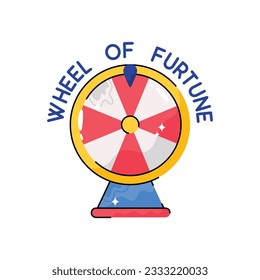 Wheel of fortune doodle vector filled outline Sticker. EPS 10 file