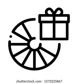 Wheel of Fortune Gift Icon Vector. Outline Wheel of Fortune Gift Sign. Isolated Contour Symbol Illustration